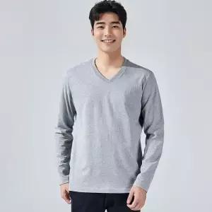 남자 무지티 흰색면티 레이어드 이너 긴팔 티셔츠 브이넥 긴팔티