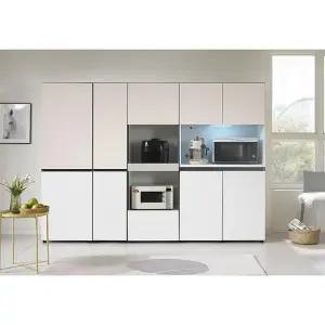 비크 주방 키큰 광파오븐 렌지대 선반 다용도 수납장 베이비핑크 풀세트 방문설치