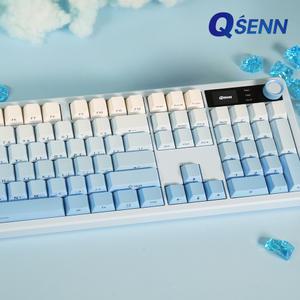 큐센 Q104 LCD 풀윤활 가스켓 유무선 기계식 키보드 그라데이션 블루소다 하이무 저소음 딥블루