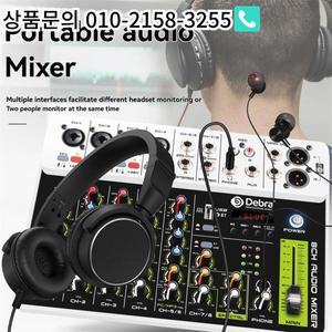V8 오디오 믹서 DJ EU 플러그 용 Bluetooth USB 48V 팬텀 전원 지연 Repaeat가 소형 콘솔