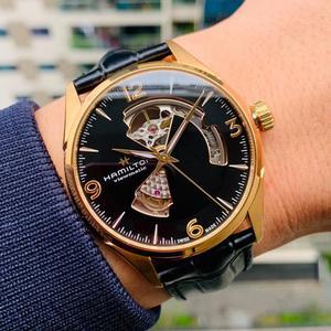 해밀턴 재즈마스터 오픈하트 오토 남성 가죽시계 H32735731