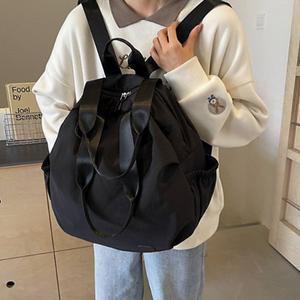 여성 경량 나일론 원형 지퍼 핸들 백팩