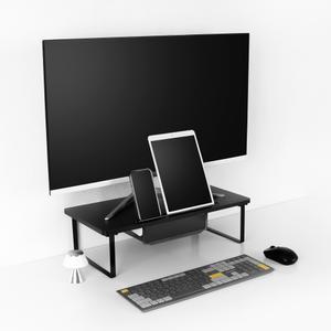 플레이기어 높은 높이 모니터받침대 스마트폰 태블릿 거치 서랍부착 가능 520mm, 블랙