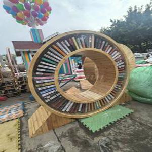 원형책장 동그라미 아트 도서관 인테리어 야외설치