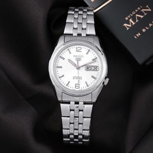 세이코5 SNK385K1 오토매틱 데이데이트 아날로그 클래식 남자 메탈 시계 c