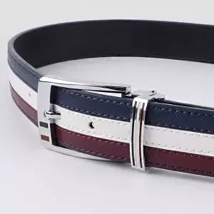 남자 골프벨트 삼색라인 가죽 캐주얼 골프웨어 허리띠