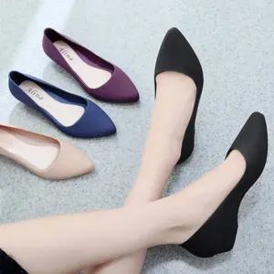여성 심플 방수 아쿠아 젤리 플랫 슈즈 구두 4컬러