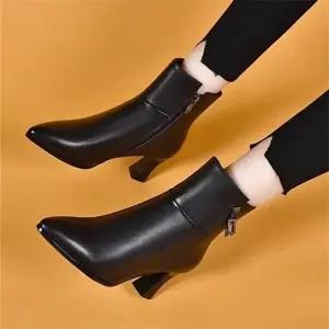 여자 신발 스타일 워커힐 앵클 부츠 추동 워커 힐 지퍼 기모 힛템