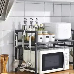 모던 주방가전 수납 선반 높이넓이조절 튼튼한 거치대 인테리어정리 후크포함