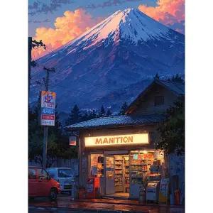 피포페인팅 ZY00108 후지산 아래 가게 40x50 DIY명화그리기세트