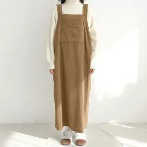 [문에이블]문에이블 가을 겨울 여자 여성 코듀로이 레이어드 빅사이즈 멜빵 골덴 롱 원피스