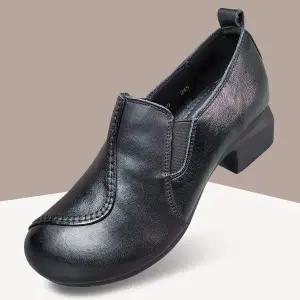 [마마슈] 카밀리 여성 구두 천연가죽 5cm 통굽힐 넓은발볼