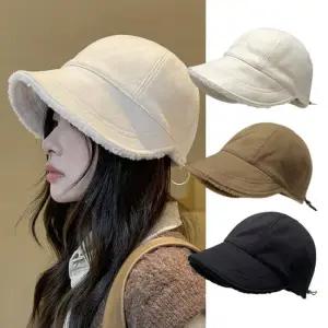 스트링 퍼 벙거지 버킷햇 챙넓은 와이드 겨울 방한모자