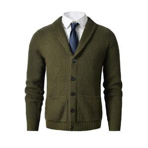 남성용 숄 칼라 가디건 스웨터 - 케이블 니트, 버튼업, 메리노 울 - 유행을 타지 않는 모던 클래식