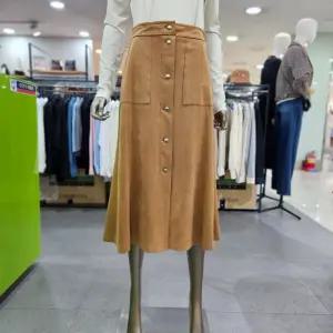 시슬리/애플아울렛/스웨이드 버튼 롱 스커트 SASK10441