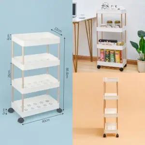 슬림 4단 이동식 틈새선반 세탁실 주방 트롤리 원형트롤리 바퀴트롤리 세탁실트롤리 주방트롤리