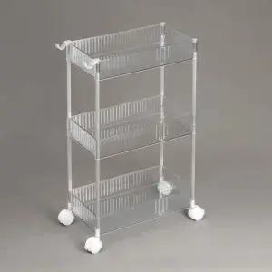 거실 틈새 선반 3단 39x21cm 트롤리 고리 세탁실 투명 주방 바퀴 다용도 심플 사이드 침실