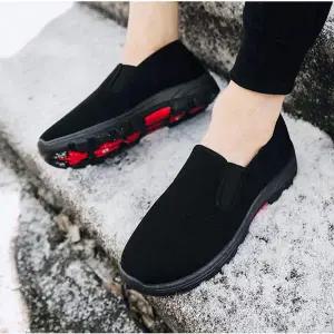 [콩심팥심]남성 털 안감 슬립온 기모 스니커즈 겨울 방한 단화