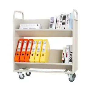 스마트 이동식 북카트 북트롤리 독서실 서랍 V형 책장 바퀴 차 정숙