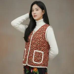 할머니 김장조끼 양털조끼 실내 양털 난방 베스트 꽃무늬