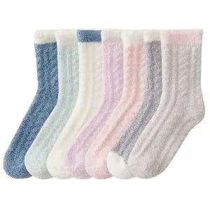 5켤레 유니미스 여성 겨울 극세사 파스텔 수면양말