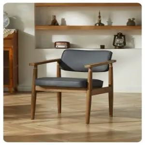 북유럽 빈티지 원목 디자인 의자 커피 우드 체어 서재 휴식 팔걸이 솔리드 등받이 식탁