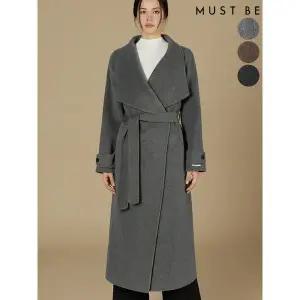 [하프클럽/머스트비]여성 핸드메이드 하이넥 숄카라 울 롱코트