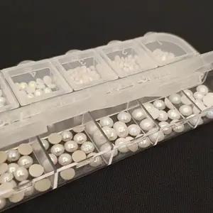 [하프클럽/]네일아트 장식 파츠 화이트펄 컬러 레진 투명 수납함