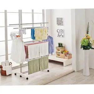이동식 빨래 건조대 접이식 바퀴형 국내생산 빨래 건조대 특대형 튼튼한 스텐레스 베란다