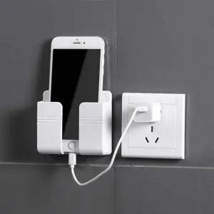 벽걸이 핸드폰 충전 거치대 부착식 휴대폰 거치 홀더 주방 침대 스마트폰 코드 정리 콘센트 벽 고정 충전기