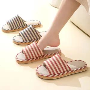 스트라이프 린넨 슬리퍼 하우스 실내화 룸슈즈 거실화 (특가)