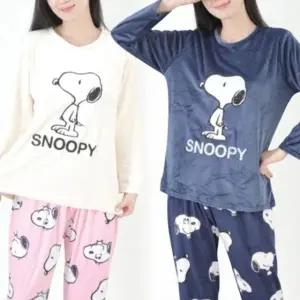 극세사 스누피 상하 잠옷 세트 기모 수면바지 파자마 홈웨어