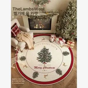 로즈포레 크리스마스 원형 러그 레드 트리 거실 분위기 장식 침실 축제 크리스마스러그