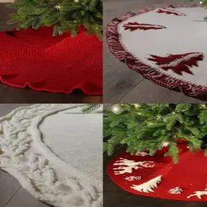 크리스마스트리 깔개 러그 덮개 바닥 원형 카페트 트리러그 미니 스커트 입체형 받침대 트리