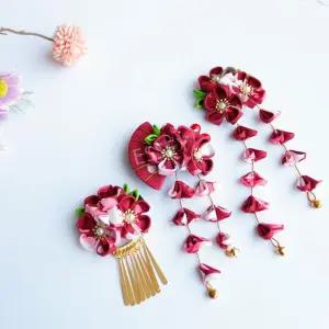 일본 기모노 전통 코스프레 머리 헤어핀 악세사리 유카타 비녀 장식 의상