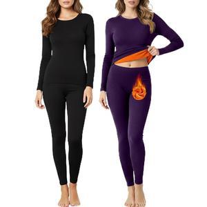 파텔라이 2세트 여성용 보온 속옷 소프트 플리스 안감 베이스 레이어 파자마 겨울 따뜻한 상의 하의 추운 날씨 스키용