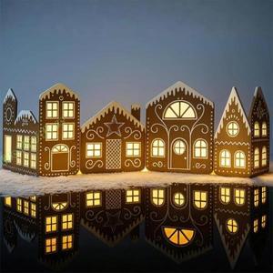 G5AB 손으로 만든 대형 크리스마스 케이크 하우스 골판지 복장, 조명, 파티 게임을 위한 마을 장식