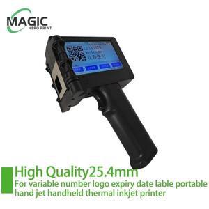 휴대용 핸드 젯 열전사 잉크젯 프린터, QR 바 배치 코드, 가변 날짜, 번호, 로고 만료 라벨, 25.4mm