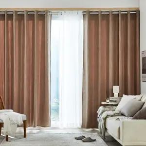 [모던하우스] 3도씨 선셋 플란넬일체형 아일렛형 긴창문커튼 140x240 브라운 코듀로이 1p