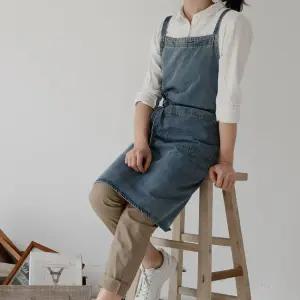 어센틱 데님 앞치마 어린이집/카페/공방/유치원 데님앞치마 청앞치마