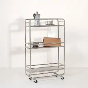 모던 스테인리스 선반 폭좁은 트롤리 슬림 웨건 이동식 정리대 홈카페 카트