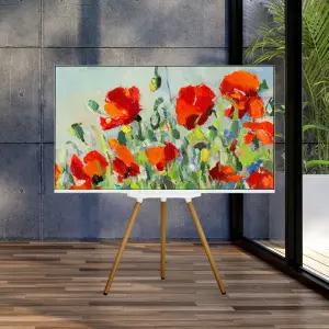 이젤큐빅스 화이트에디션 43인치 QLED 4K UHD TV 구글 스마트 이젤 tv 거치대 이젤형 인테리어