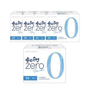 순수한면 제로 생리대, 중형 16입, 5개