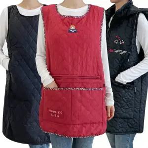 겨울앞치마 기모 모자 누빔 패딩 주방 식당 방한 앞치마