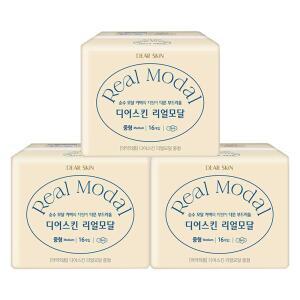 디어스킨 리얼모달 생리대, 중형 16입, 3개