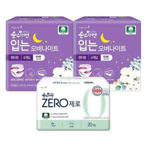 순수한면 입는 오버나이트 특대형 4입, 2개 + 제로, 대형 20입, 1개