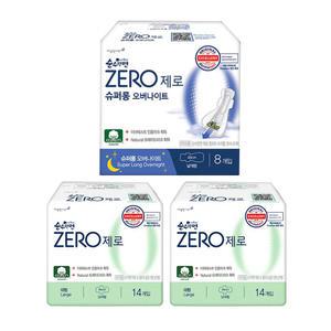 순수한면 제로 대형 14입, 2개 + 슈퍼롱 오버나이트 8입, 1개