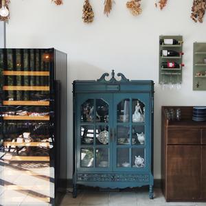 비발디 2도어 유리장식장 진열장 그릇장 코발트블루