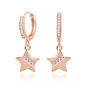 14K 금침 이어링 스타 별 큐빅 드롭 원터치 링 귀걸이