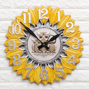 돈들어오는 해바라기부엉이-특 대형 무소음 벽시계 안방 침실 거실 사무실 카페 재물운 금전운 풍수지리 벽장식 홈데코 입체 장식품 센스있는 가게오픈 집들이 결혼 신혼 입주이사 개업식선